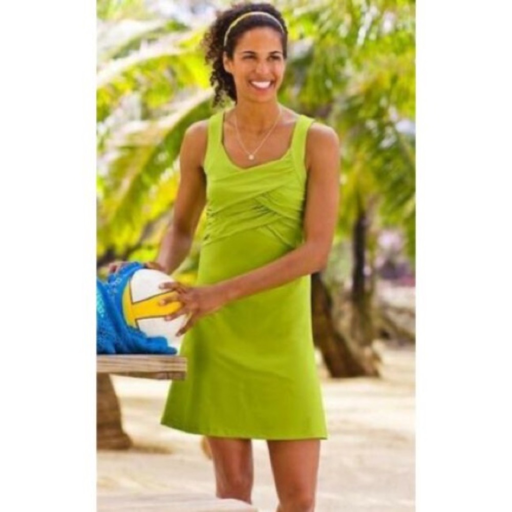 Athleta Ruched Green Sports Beach Tunic Dress